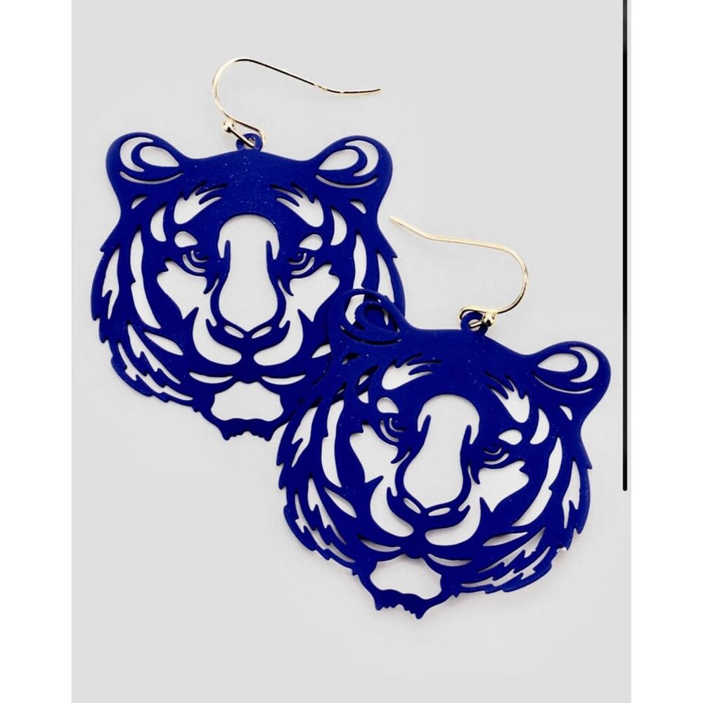 Tiger earrings navy blue Tiger mascot auburn tigers cheetah earrings animal